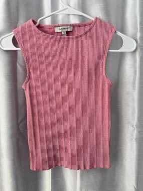 Francesca's Collections Dusty Rose Ribbed Sleeveless Tank Coquette